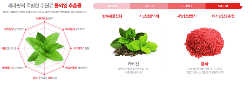 베라핏 다이어트의 주요 원료