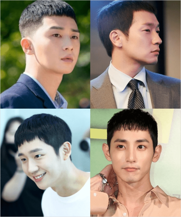 앞머리를 내려 정돈한 크롭컷