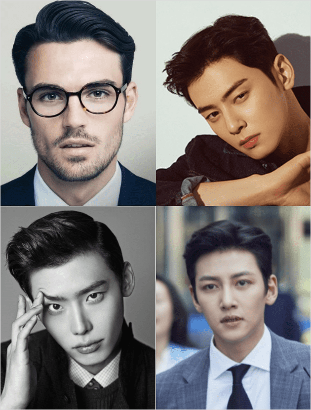옆을 정리하고 앞머리를 넘긴 포마드펌