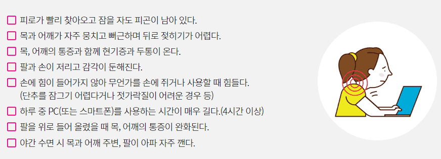목디스크 자가진단 체크리스트